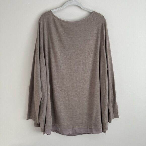 Lands End Womens Sweater Blouse Split Back Size 3X Beige Soft Lightweight - Picture 2 of 10